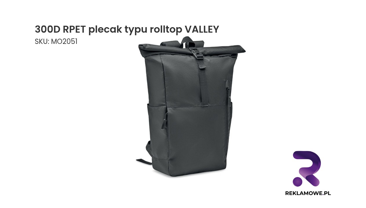 300D RPET plecak rolltop Valley w kolorze szarym