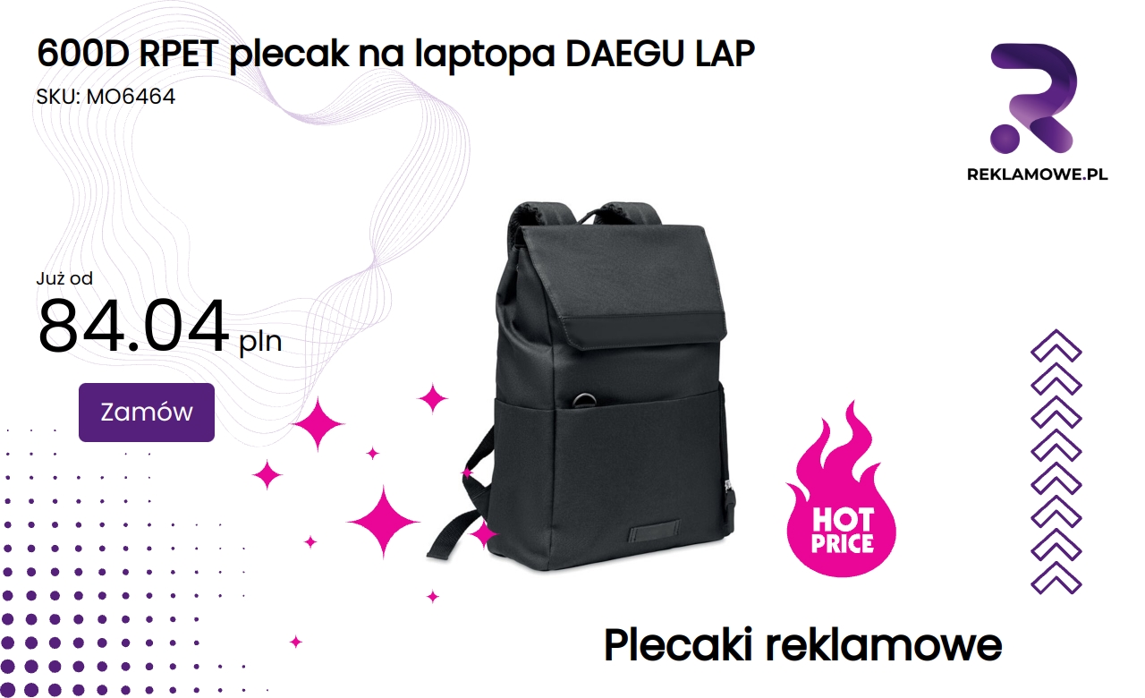 Elegancki plecak na laptopa Daegu LAP wykonany z RPET 600D