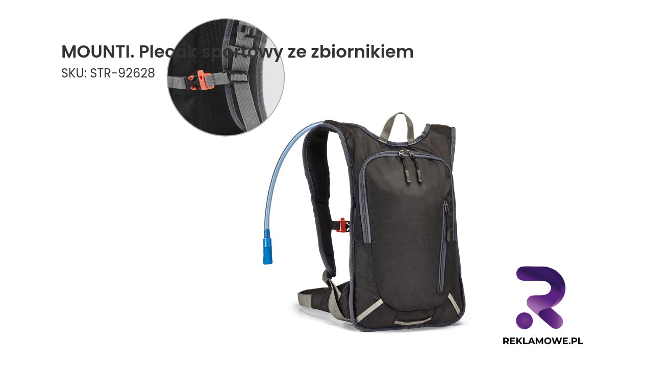 MOUNTI. Plecak sportowy ze zbiornikiem na wodę 420D 2 L Plecak sportowy MOUNTI z wbudowanym zbiornikiem na wodę