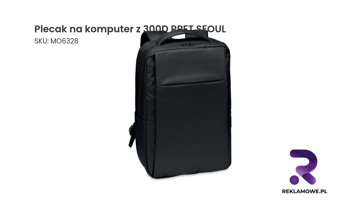 Plecak na komputer z 300D RPET SEOUL Nowoczesny plecak na komputer z recyklingowanego PET, model SEOUL