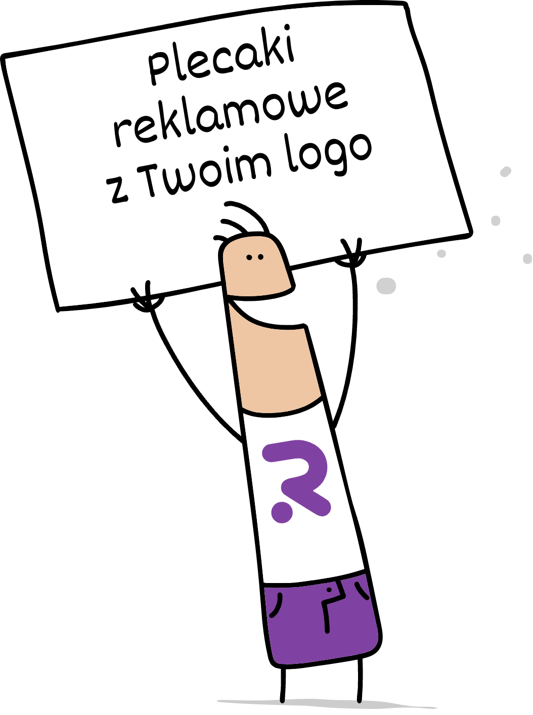 Buddy trzymający napis plecaki reklamowe z Twoim logo