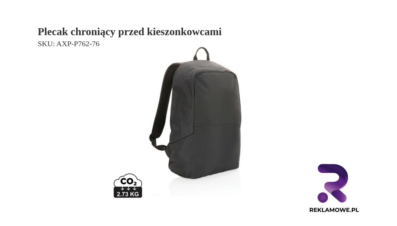 Plecak chroniący przed kieszonkowcami Impact AWARE™ RPET Plecak chroniący przed kieszonkowcami – bezpieczny plecak miejski antykradzieżowy