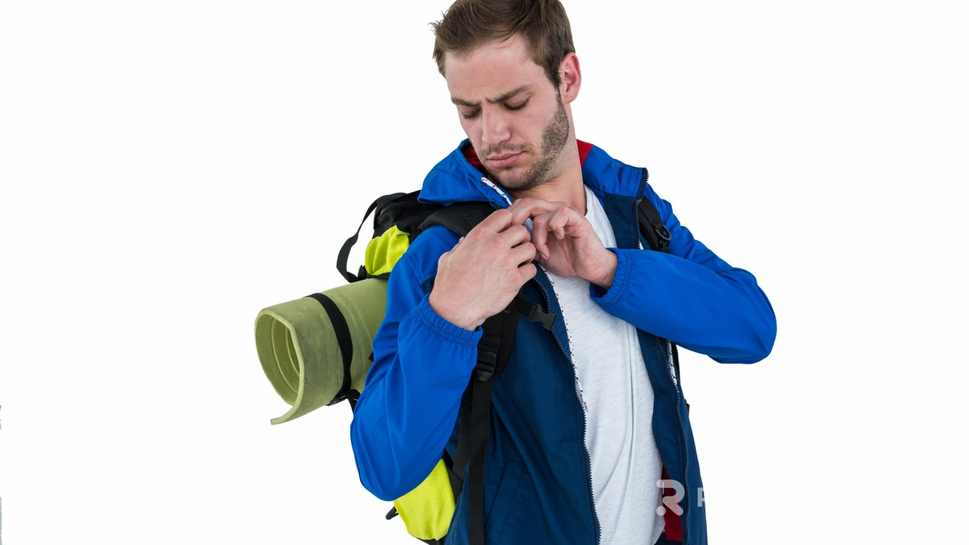 Plecak reklamowy na tle rozmytego miasta